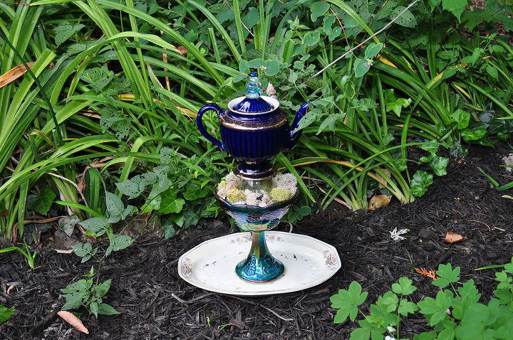 garden art teapot vintage dishes, crafts, gardening, repurposing upcycling