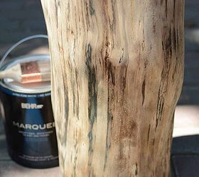 painting tree stump table repurpose, outdoor furniture, painted furniture, porches, rustic furniture