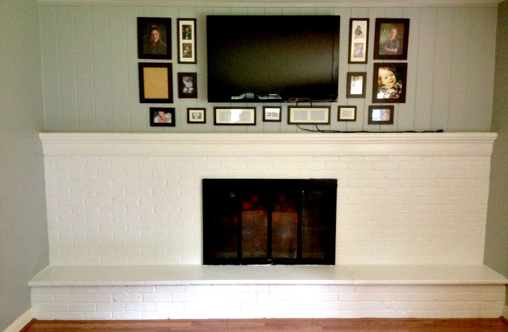 painting fireplace brick white, concrete masonry, fireplaces mantels, home decor, living room ideas, painting