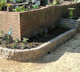 landscape backyard project brick renovation, concrete masonry, flowers, gardening, landscape