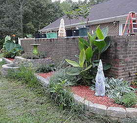 landscape backyard project brick renovation, concrete masonry, flowers, gardening, landscape
