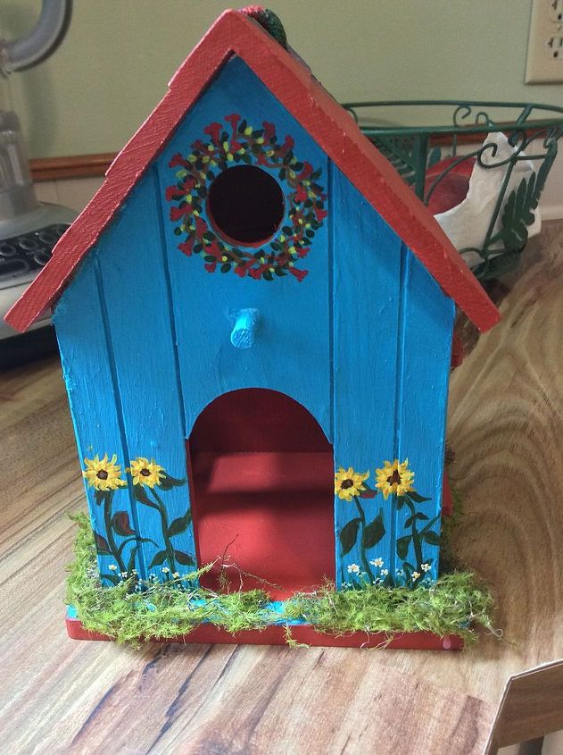 bird house painted for fairy garden, crafts, gardening, Hand painted for Fairy Garden