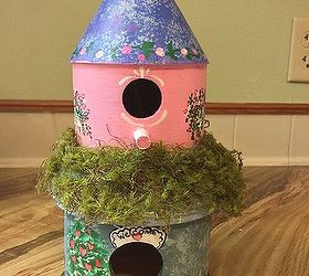 bird house painted for fairy garden, crafts, gardening