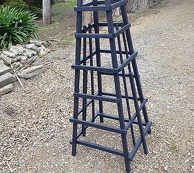 gardening obelisk wooden project, diy, gardening, woodworking projects, The first coat of black paint one more to go
