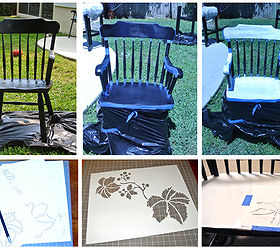 painted furniture chair stencil floral, painted furniture