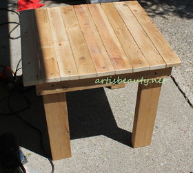 pallet wood end table graphic, diy, how to, painted furniture, pallet, woodworking projects
