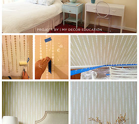 bedroom ideas stenciling feature wall, bedroom ideas, home decor, painting