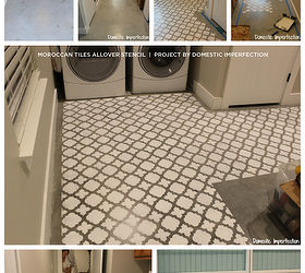 stenciling cement floor laundry room redo, concrete masonry, flooring, laundry rooms, painting