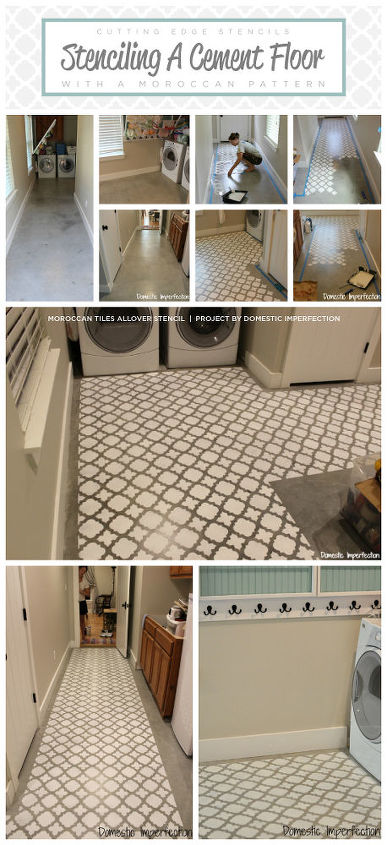 stenciling cement floor laundry room redo, concrete masonry, flooring, laundry rooms, painting