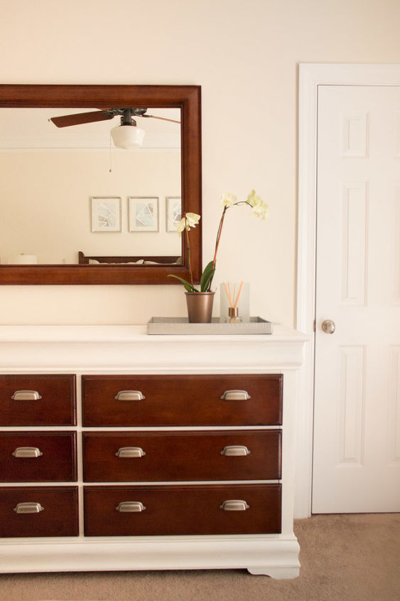 white and wood dresser and nightstand makeover, bedroom ideas, painted furniture
