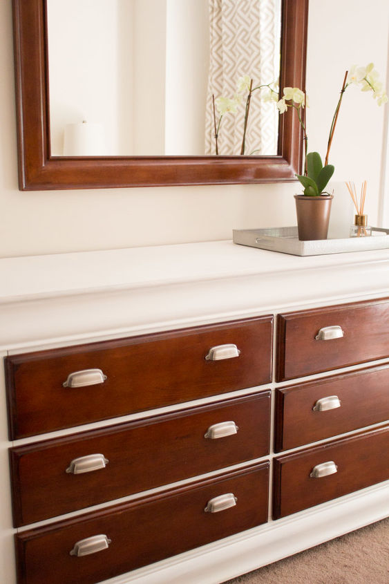white and wood dresser and nightstand makeover, bedroom ideas, painted furniture