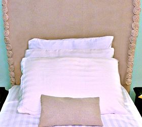 diy headboard slip cover rosette bunk bed redo, bedroom ideas, home decor, reupholster