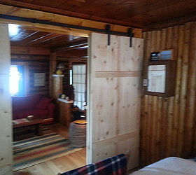 q pallet staining barn door log cabin, doors, paint colors, painting, from the bed
