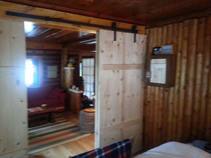 q pallet staining barn door log cabin, doors, paint colors, painting, from the bed