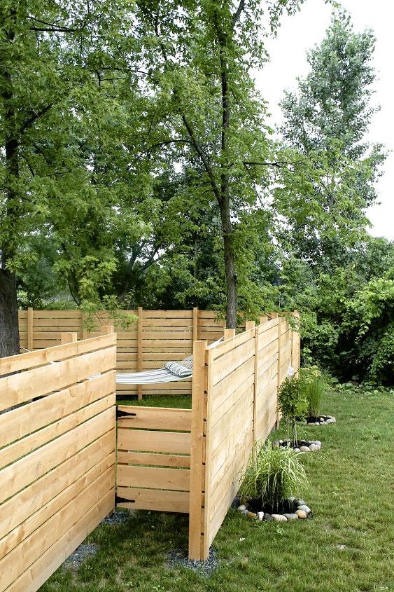 backyard ideas wood plank fence, diy, fences, landscape, outdoor living, woodworking projects