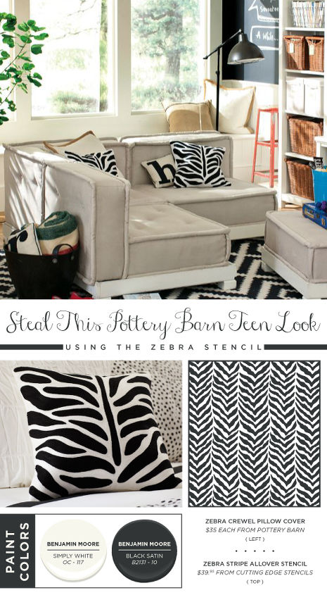 home decor stenciling pottery barn zebra knockoff, bedroom ideas, home decor, painting