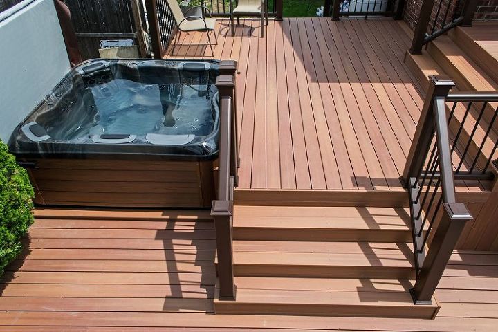 backyard ideas hot tub complete experience, decks, outdoor living, pool designs, spas, Hot Tub Lounge Area