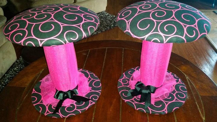 i started making stools from empty cable spools, diy, repurposing upcycling, reupholster