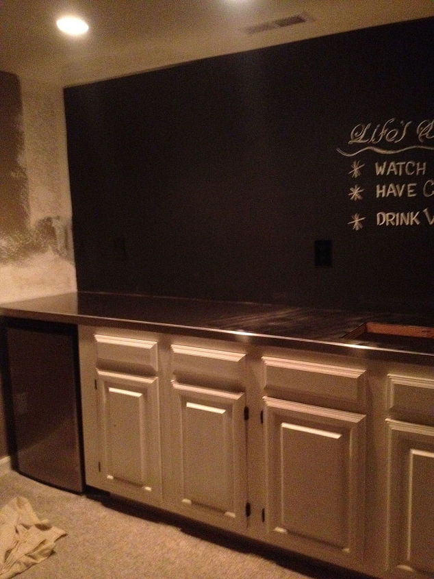 bar upgrade, chalkboard paint, entertainment rec rooms, kitchen cabinets, Process