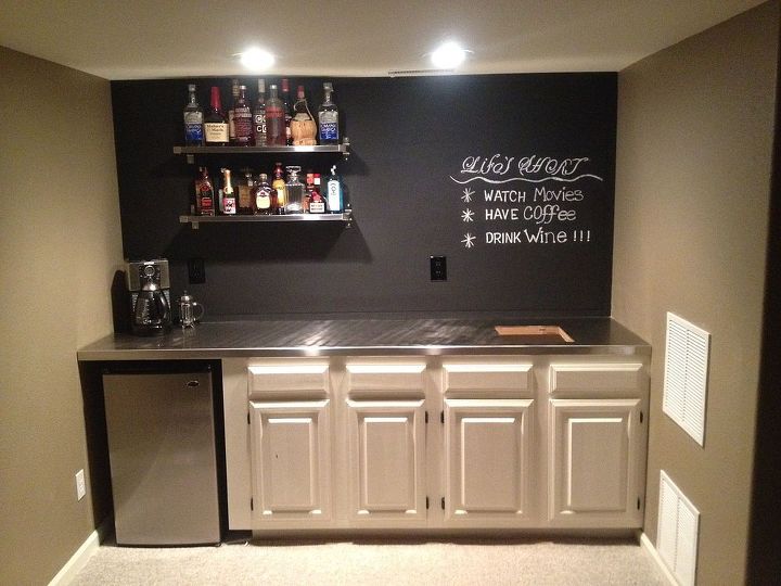 bar upgrade, chalkboard paint, entertainment rec rooms, kitchen cabinets