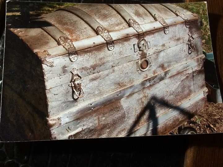 restored camel back trunk, painted furniture, repurposing upcycling