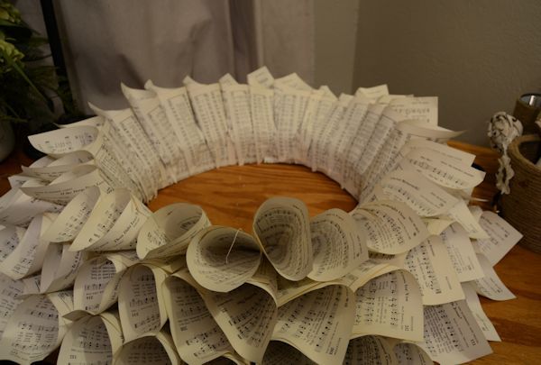 craft wreath hymnal page decor, crafts, repurposing upcycling, wreaths