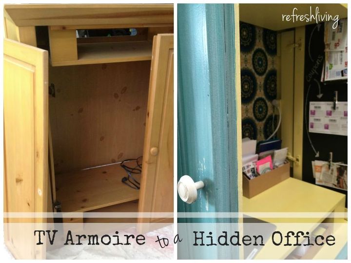 armoire into a hidden office desk, home office, painted furniture, repurposing upcycling