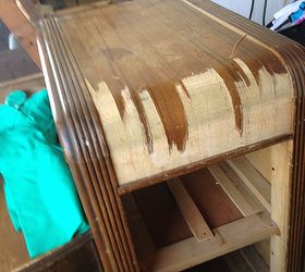 giving a 1942 vanity table a new life, Removing the veneer