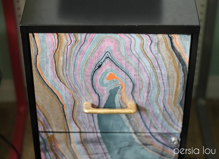 decoupage filing cabinet marble, decoupage, home office, painted furniture