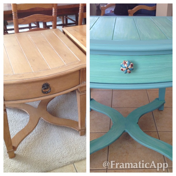 chalk paint end table blue redo, painted furniture