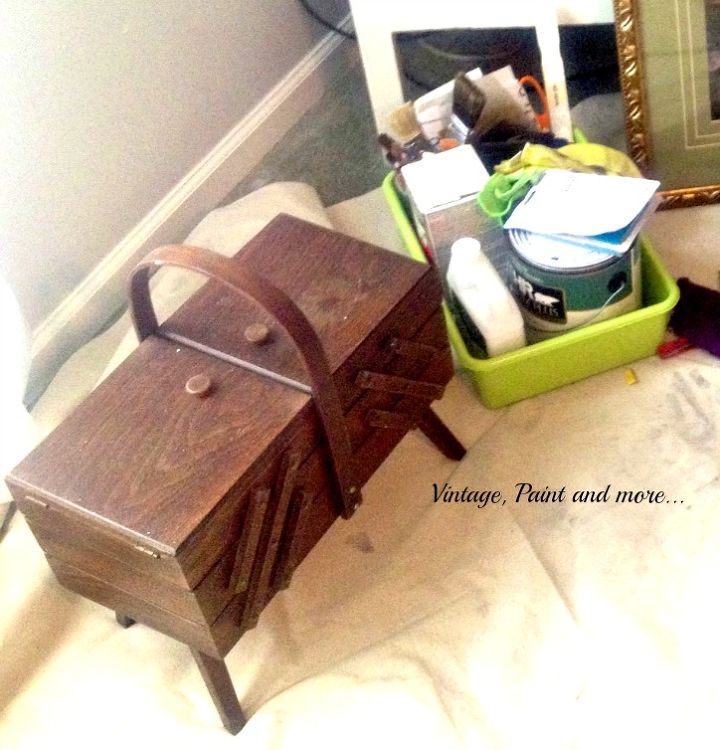 painting furniture vintage sewing box, repurposing upcycling