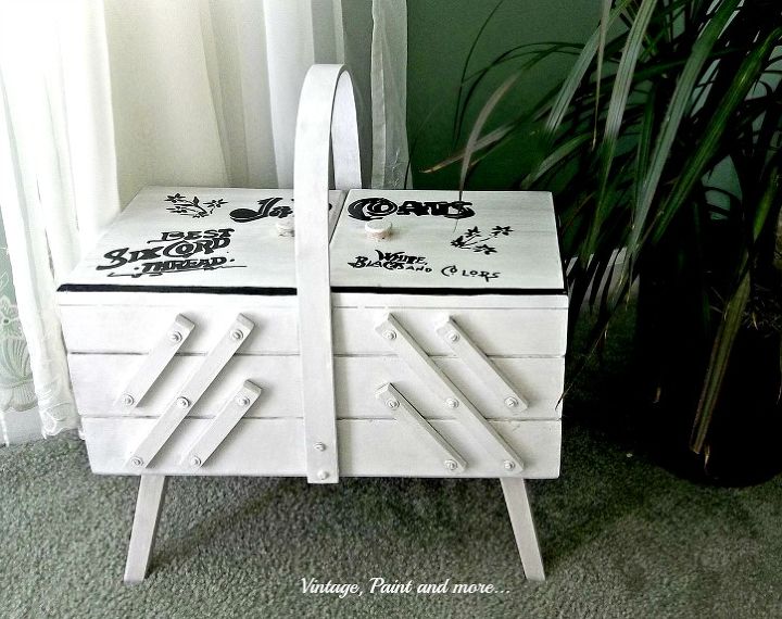 painting furniture vintage sewing box, repurposing upcycling