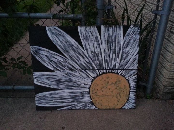 daisy pallet sign, painting, pallet, repurposing upcycling