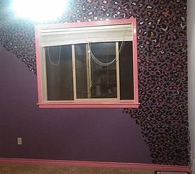 bedroom ideas girls makeover cheetah pink, bedroom ideas, painting, wall decor