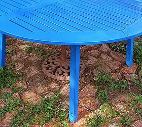 patio ideas painted blue bright, outdoor furniture, outdoor living, painted furniture, patio