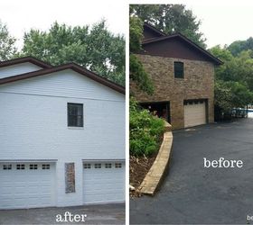 white painted brick exterior, concrete masonry, curb appeal, decks, painting, patio, pool designs