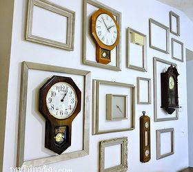 wall art clock gallery low cost, home decor, how to, living room ideas, repurposing upcycling, wall decor