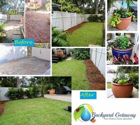 before and after, landscape, outdoor living, ponds water features