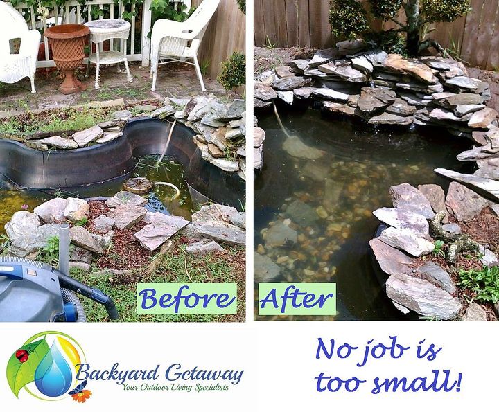 before and after, landscape, outdoor living, ponds water features