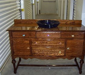 bath vanity buffet repurpose upcycle, bathroom ideas, painted furniture, repurposing upcycling, woodworking projects, In storage until our house was finished