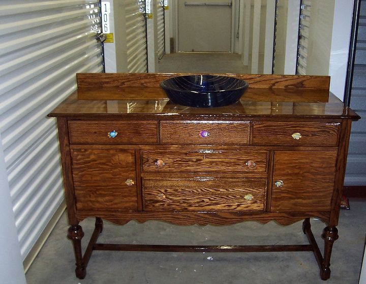 bath vanity buffet repurpose upcycle, bathroom ideas, painted furniture, repurposing upcycling, woodworking projects, In storage until our house was finished