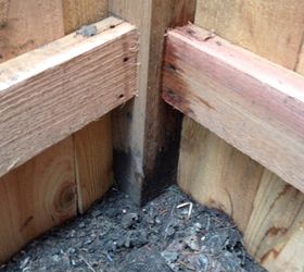 how to correct poorly installed wood fence, Bottom corner shows rail in wrong place poor cuts and not flush This is one place there is no gap