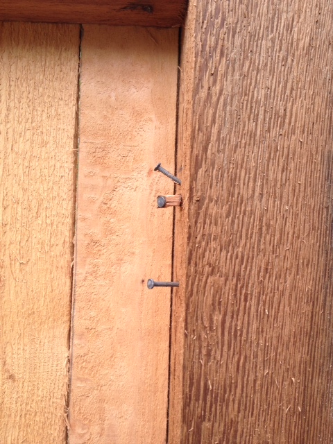 how to correct poorly installed wood fence, Nails left when rails moved