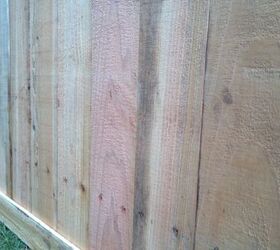 how to correct poorly installed wood fence, Good nieghbor side of fence shows hail hole from bottom rail on inside of fence Rail was placed for another style of fence which probably would have hid these marks
