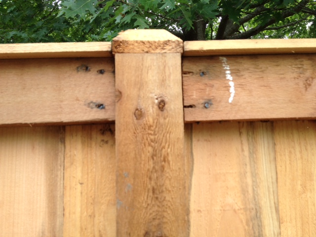 how to correct poorly installed wood fence, Another fence post view