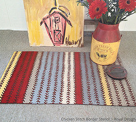 diy stenciled door mat chicken tracks, crafts, flooring