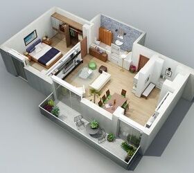 25 charming 3d apartment plans, architecture, home decor, home improvement