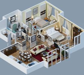 25 charming 3d apartment plans, architecture, home decor, home improvement