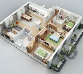 25 charming 3d apartment plans, architecture, home decor, home improvement