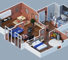 25 charming 3d apartment plans, architecture, home decor, home improvement